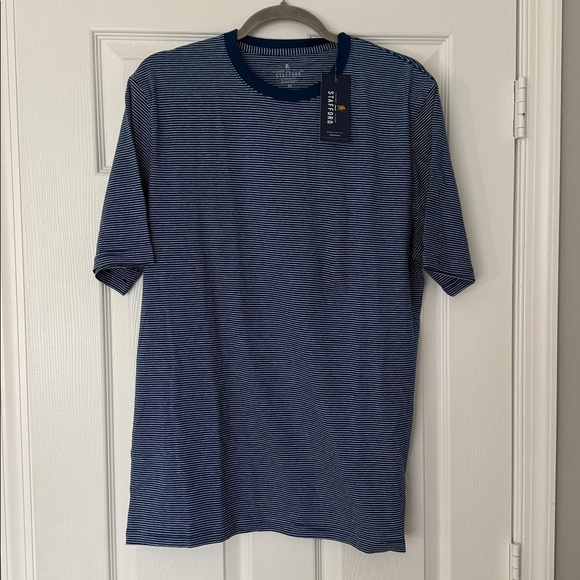 Stafford Men’s Blue Striped T-Shirt - New, Medium - Picture 1 of 4